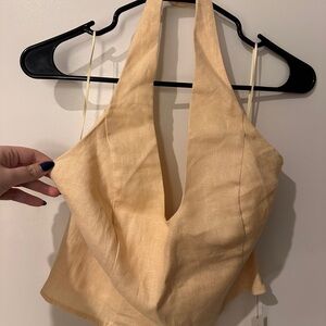 Reformation Cream Halter Crop Top